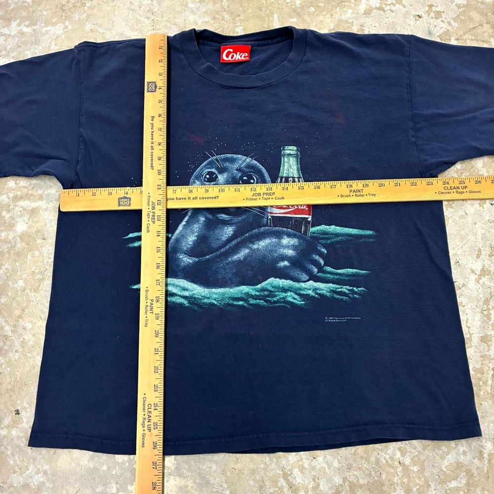 Vintage Coca-Cola Shirt Mens XL USA Blue Coke Seal Promotional Double Sided - Picture 10 of 14